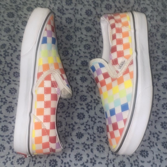 Vans Other - 🔥Final Price🔥Rainbow Checkered Vans Classic Slip-On